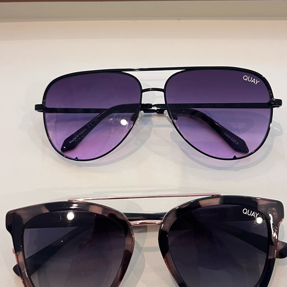 Quay Australia Purple Gradient Aviator Sunglasses - Metal Frame